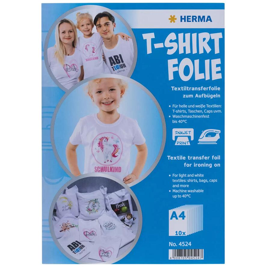 Herma T-Shirt A4 Textilre Vasalható Fólia Világos Színű Textilekhez - (10 db / csomag) (4524)