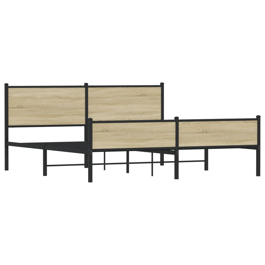 sonoma tölgyszínű fém ágykeret matrac nélkül 160 x 200 cm (3301400)