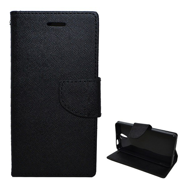 Tok álló, bőr hatású (FLIP, oldalra nyíló, asztali tartó funkció, prémium) FEKETE [Lenovo Vibe S1 Lite (S1La40)] (5996457667871)