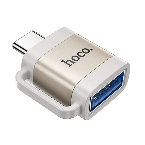 Hoco adapter (USB aljzat - Type-C, adatátvitel és töltés, OTG) VILÁGOSSZÜRKE (UA31C_G) (UA31C_G)