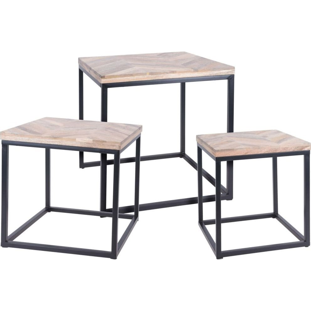 H&S Collection 3 darabos tíkfa kisasztal szett (436192)