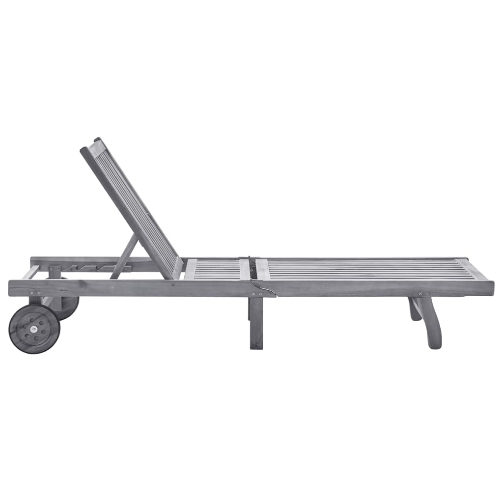 szürke tömör akácfa kerti napozóágy párnával (3061370)