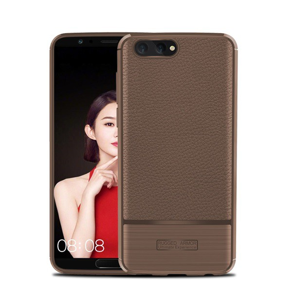 Szilikon telefonvédő (közepesen ütésálló, bőr hatású, szálcsiszolt) BARNA [Honor View 10] (5996457768875)