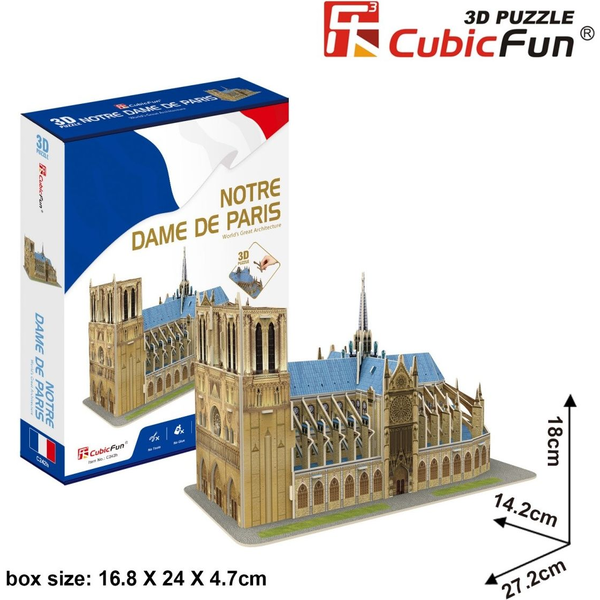 Puzzle 3d Notre Dame París Dam 27,2x14,2x18 Cm. 27,2x14,2x18 Cm. Color: Multicolor