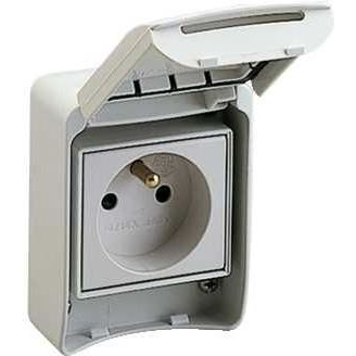 Schneider 81140 PRATIKA 2P+F/65x85/hátsó meghúzással/IP65/francia/szürke háztartási aljzat (81140)