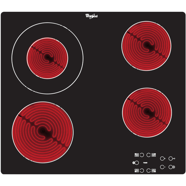 Плот за вграждане Whirlpool AKT 801/NE, 4 зони за готвене, Керамичен, Черен