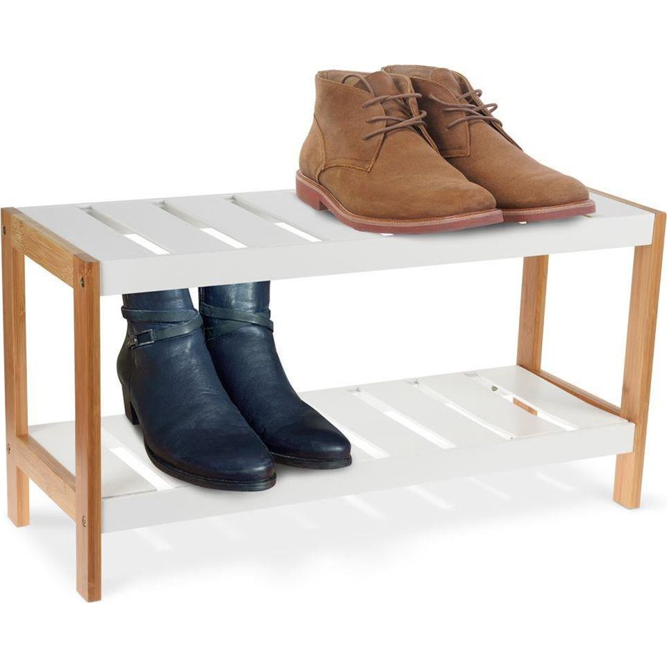 2 Szintes Bambusz Cipőtároló Polc, Cipőállvány, 70 cm (CP8501000)