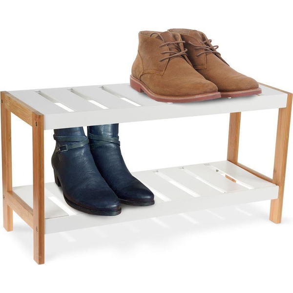 2 Szintes Bambusz Cipőtároló Polc, Cipőállvány, 70 cm