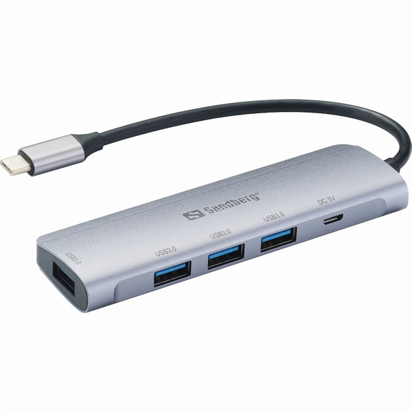 Sandberg 336-20 hub di interfaccia USB 2.0 Type-C Argento
