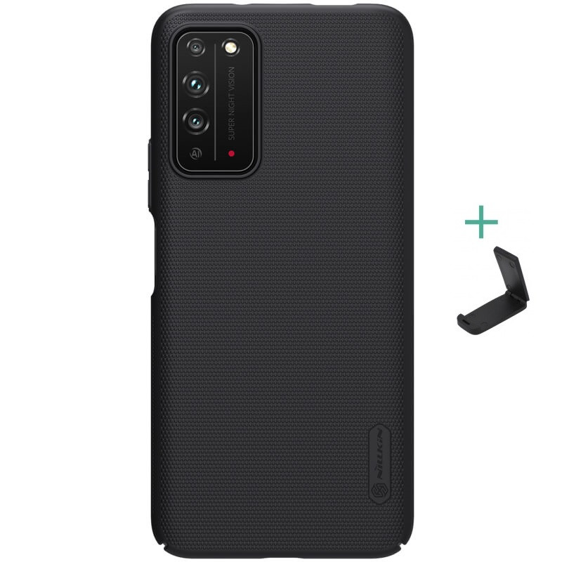 Huawei Honor X10 5G, Műanyag hátlap védőtok, stand, Nillkin Super Frosted, fekete (G99137)