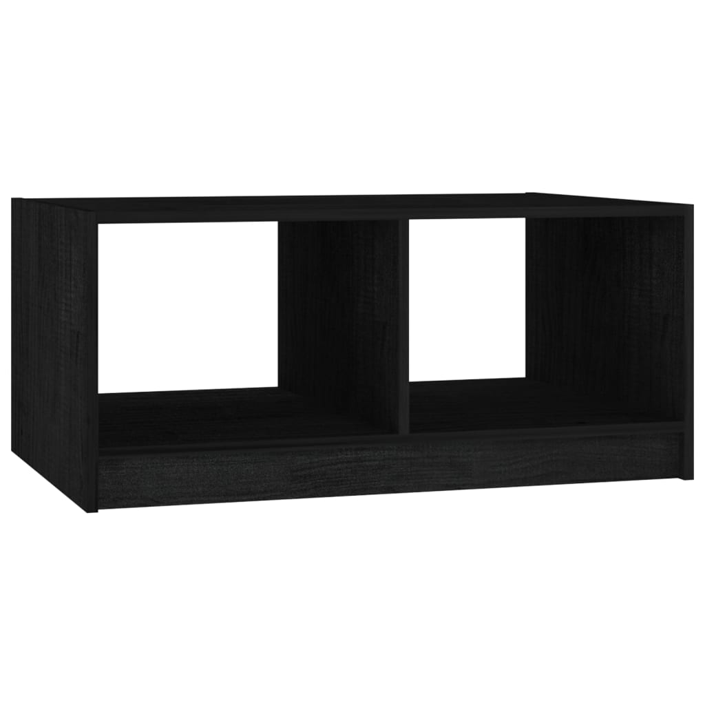 fekete tömör fenyőfa dohányzóasztal 75 x 50 x 33,5 cm (809910)