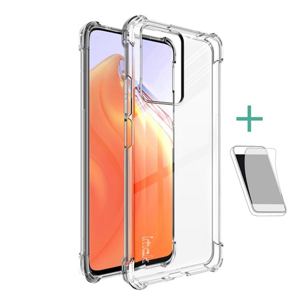 Калъф за мобилен телефон, съвместим, силиконов протектор за телефон Xiaomi 11T Pro / 11T Imak (удароустойчив, въздушно омекотен ъгъл + протекторно фолио за екрана), прозрачен, опаковка на производителя