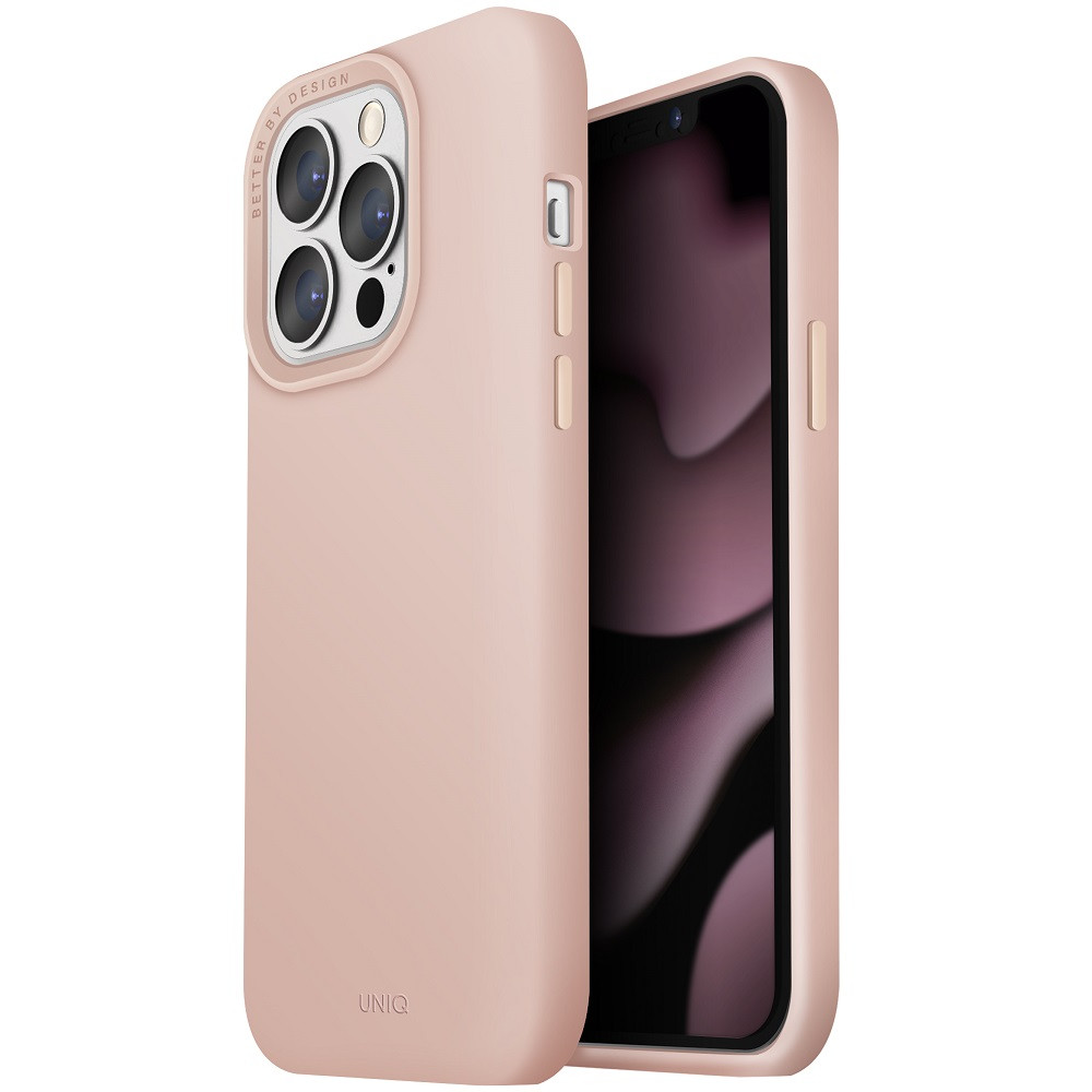 Apple iPhone 13 Pro, Szilikon tok, közepesen ütésálló, Uniq Lino, rózsaszín (8886463678107)