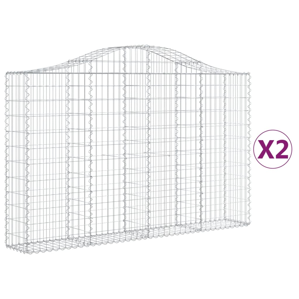 2 db íves horganyzott vas gabion kosár 200x30x120/140 cm (3145451)