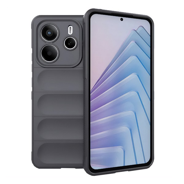 Szilikon telefonvédő (ütésállóság, kameravédő, 3D) SÖTÉTSZÜRKE Xiaomi Redmi Note 14 5G "Gigapack csomagolás" (GP-166738)
