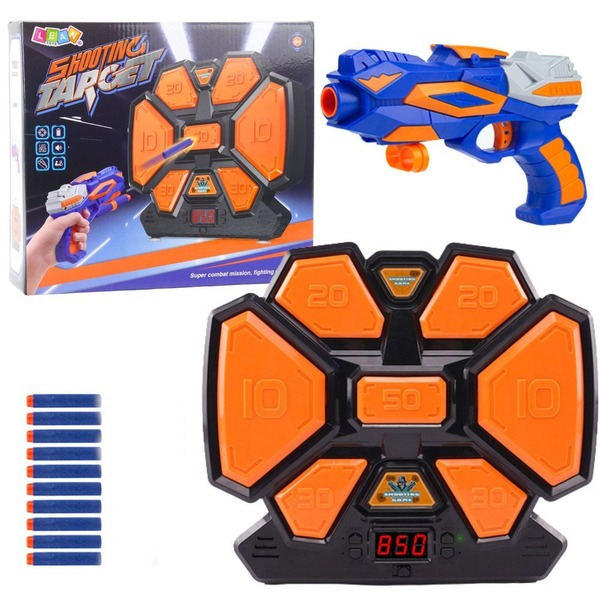 Gra Zręcznościowa Pistolet Strzałki Piankowe Tarcza Elektroniczna Licznik LEAN Toys