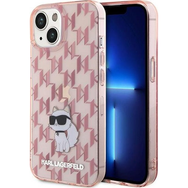Karl Lagerfeld Monogram Choupette Apple iPhone 13/14/15 Telefon tok - Rózsaszín (GSM176246)