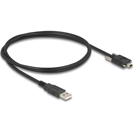 Delock USB 2.0 A-típusú kábel apa - Mini-B-típusú apa csavarokkal 1 m fekete (80478)
