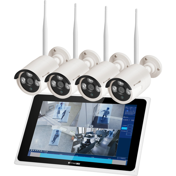 Komplet 4x WIFI IR LED brezžičnih videonadzornih kamer + LCD monitor 3Mpx 1536P IP66 C210 Tuya