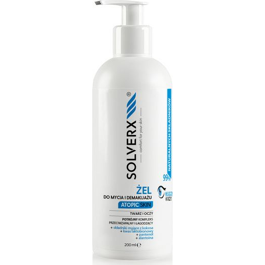  Solverx Żel do mycia i demakijażu twarzy i oczu Atopic Skin 200ml