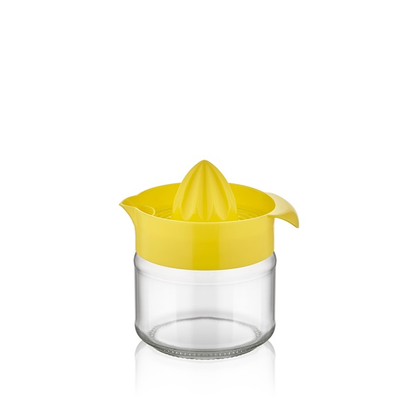 IRIS C-00135 Fresia citromfacsaró üveg tárolóval 300ml, narancs vagy citromsárga színű (C-00135)