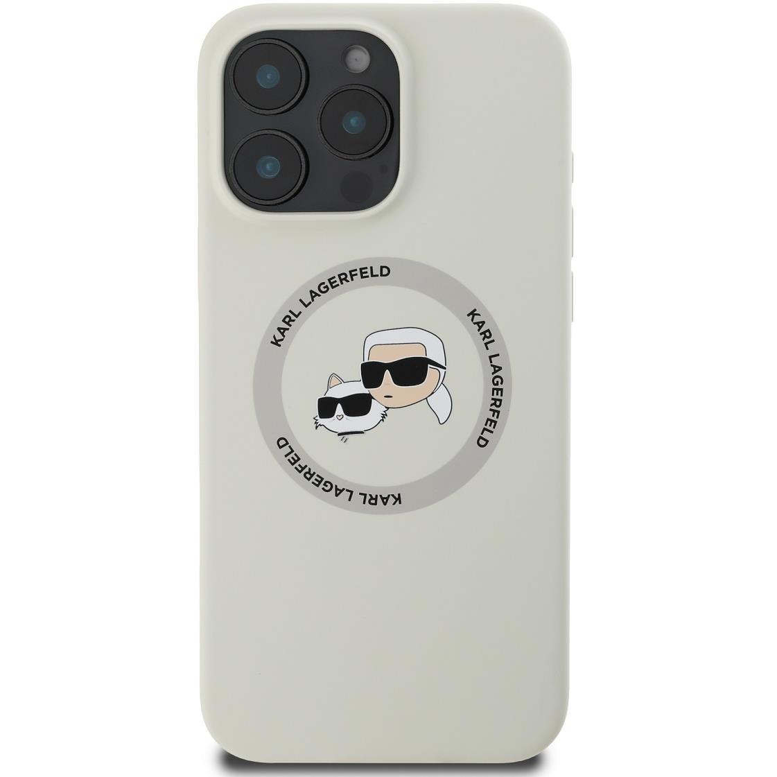 Karl Lagerfeld Liquid Silicone K&CH Heads MagSafe iPhone 16 Pro Beige tok (KLHMP16LSKCHTCE)