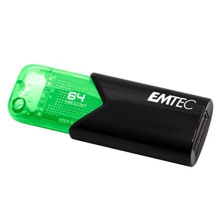 USB памет EMTEC B110 Click Easy, 64GB, USB 3.2 Gen1, черно-зелена