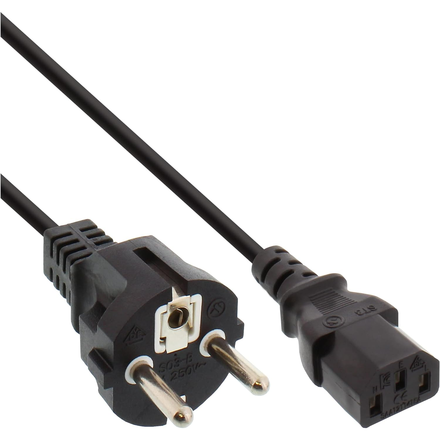 InLine 16651N 250V Hálózati tápkábel 0.3m - Fekete (16651N)
