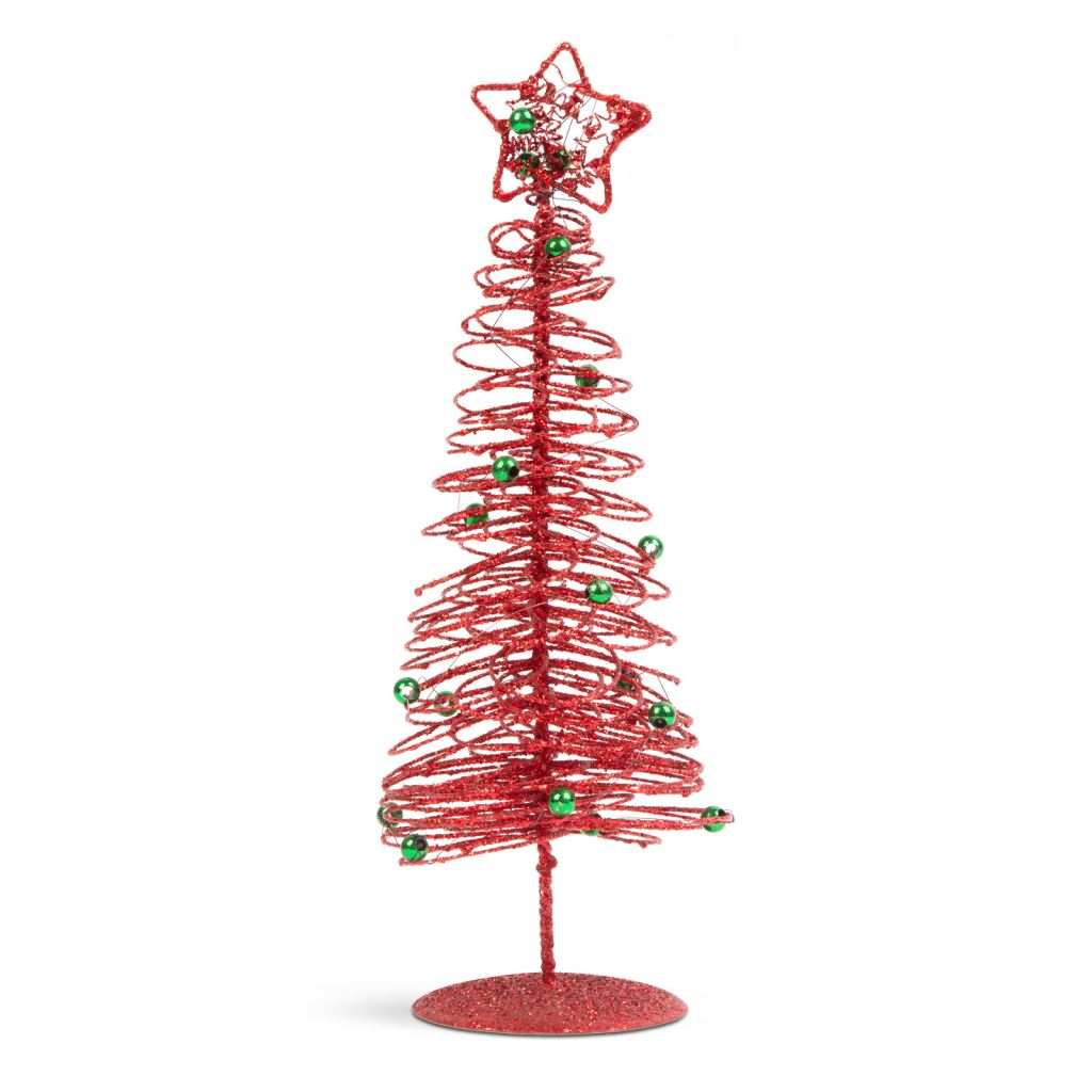 Family glitteres fém karácsonyfa 28cm piros (58622A) (58622A)