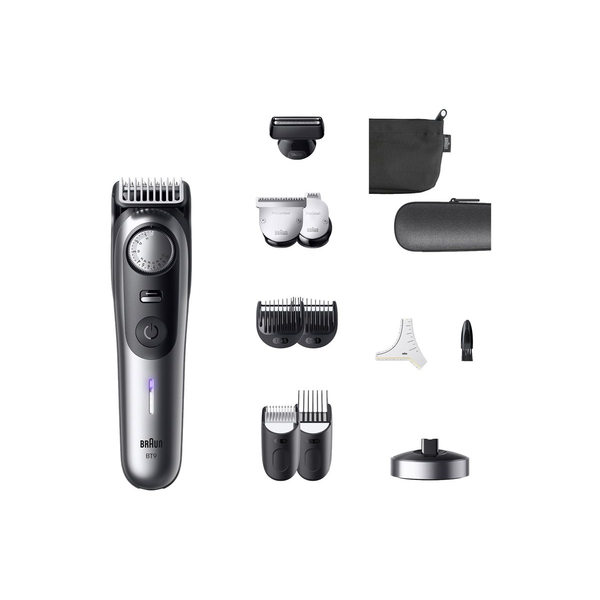 Braun BeardTrimmer 9 BT9560 baardtrimmer Batterij/Accu 52 2 cm Nat en droog Zwart, Zilver