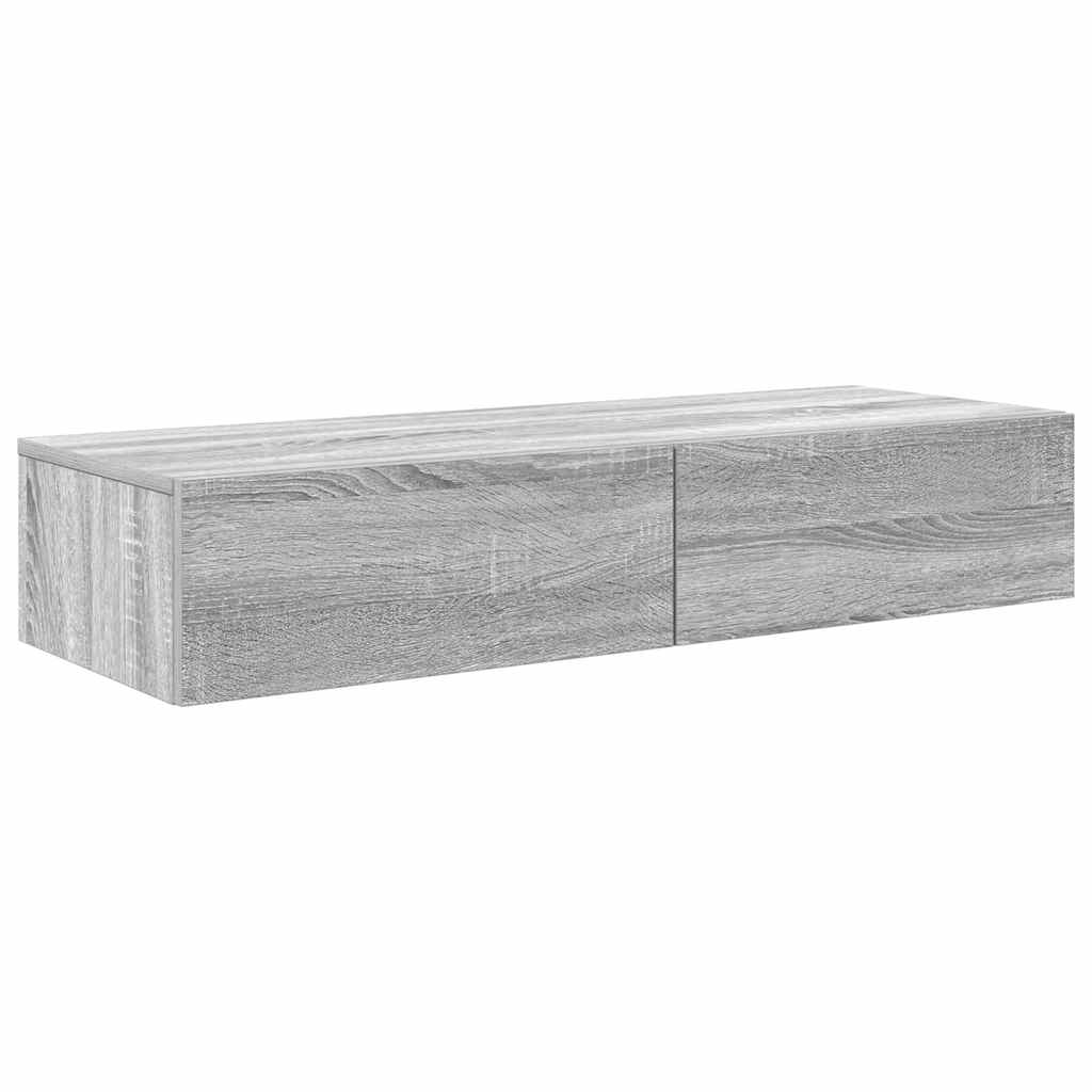 Falipolc fiókokkal szürke sonoma 100x36x19 cm műszaki fa (859991)