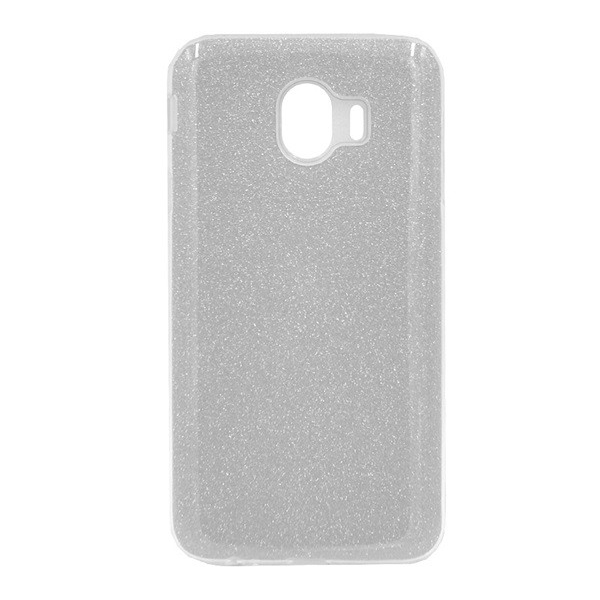Szilikon telefonvédő (műanyag belső, csillogó hátlap) EZÜST [Samsung Galaxy J4 (2018) SM-J400F] (5996457782956)