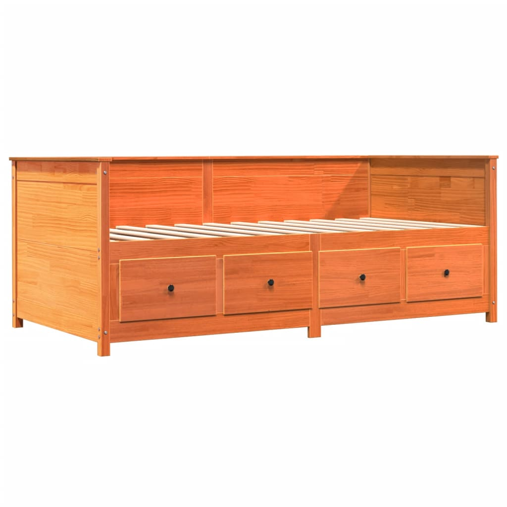 viaszbarna tömör fenyőfa kanapéágy 100 x 200 cm (844437)