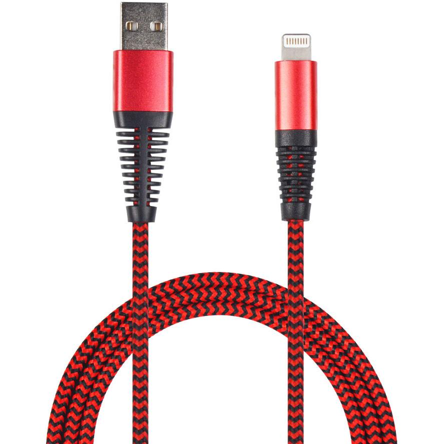 2GO USB Lade-/Datenkabel Lightning 1m Nylon rot PET-Verp. (795946) (795946)