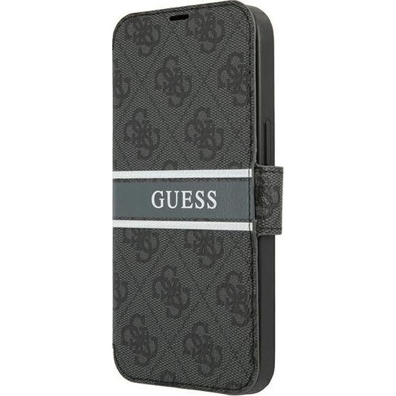 Guess PU 4G Printed Stripe Apple iPhone 13 mini flip tok, szürke (GUE1462GRY)
