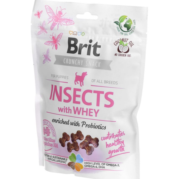 Brit Snack Crunchy Cracker Ropogós Jutalomfalat 200 g Puppy Insectswith Whey With Probiotics 100628