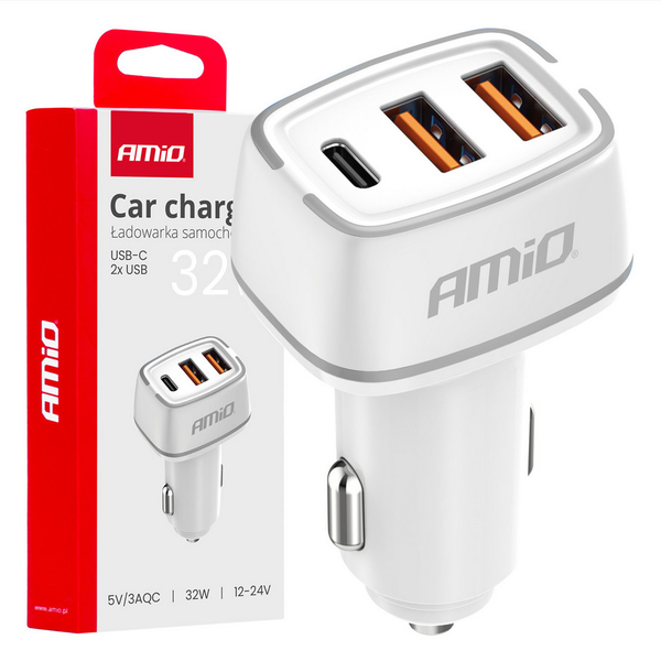 AMiO , Szivargyújtó USB elosztó 3-as, 32W 12-24V (0503890)