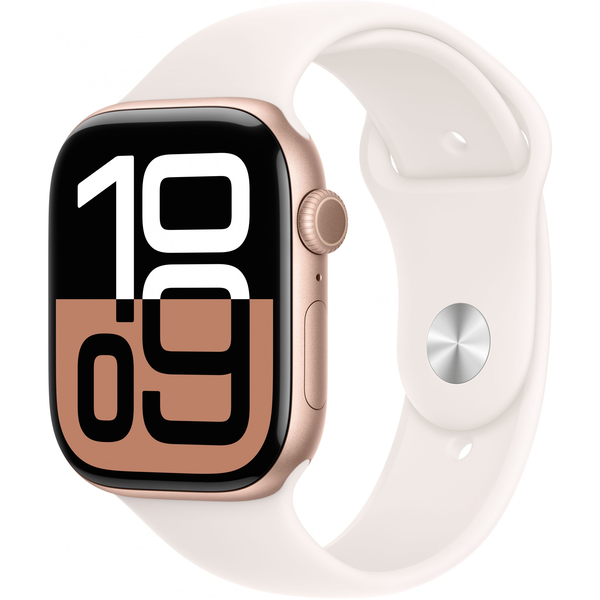 Apple Watch Series 10 GPS+Cellular 46 mm розово злато алуминий, светло розов спортен каишка M/L