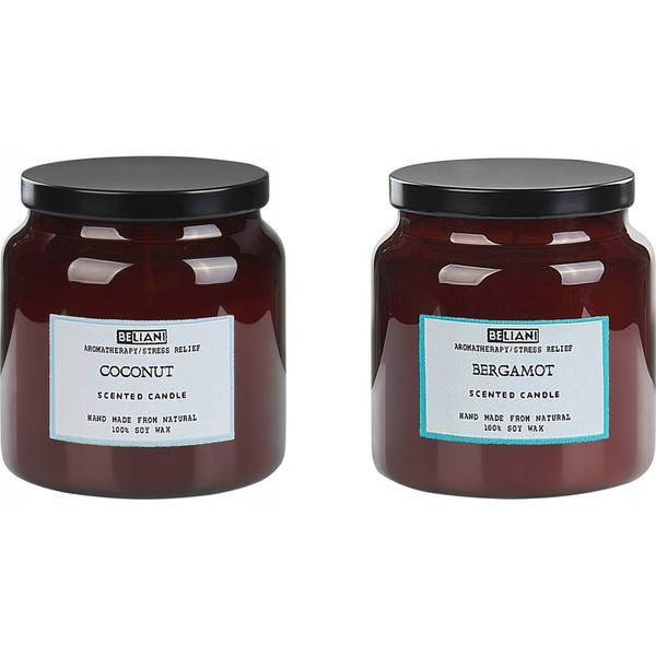 Conjunto De 2 Velas Aromáticas 100% Cera De Soja Mecha De Algodón Vidrio Fragancia Fresca Bergamota/coco Absolute Alchemy