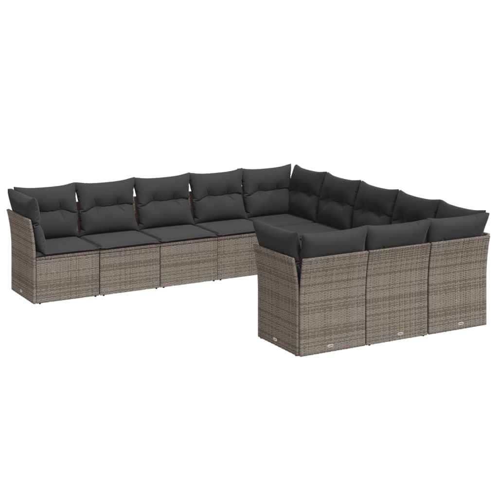 11 részes szürke polyrattan kerti ülőgarnitúra párnákkal (3218410)