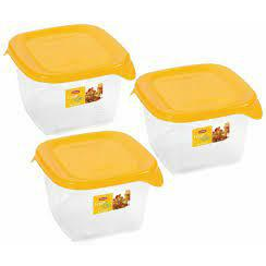 Curver Fresh & Go szögletes ételtartó doboz szett 3 x 1.2L sárga