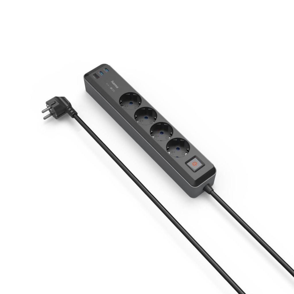 Hama 00223189 Elosztó kapcsolóval Fekete Védőérintkezős 1,4m (h00223189)