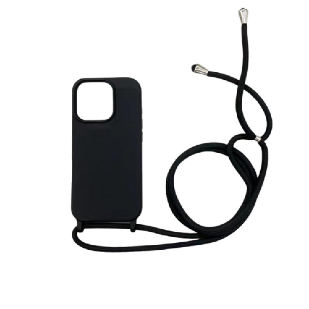 iPhone 16 Pro Max TPU+PC Feket tok,Fekete zsinórral (CEL-FEST-IPH16PMBKBK)