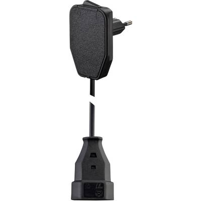 Lapos euró dugós hálózati hosszabbítókábel, 0,8 m, fekete, H03VVH2-F 2X 0,75 mm2, NVB 104576 (104576)