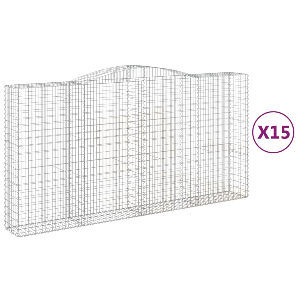 15 db íves horganyzott vas gabion kosár 400x50x200/220 cm (3147070)