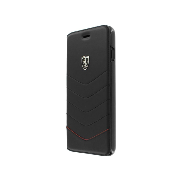 Флип калъф Ferrari Heritage Apple iPhone 7/8 Plus с шипове от естествена кожа, черен