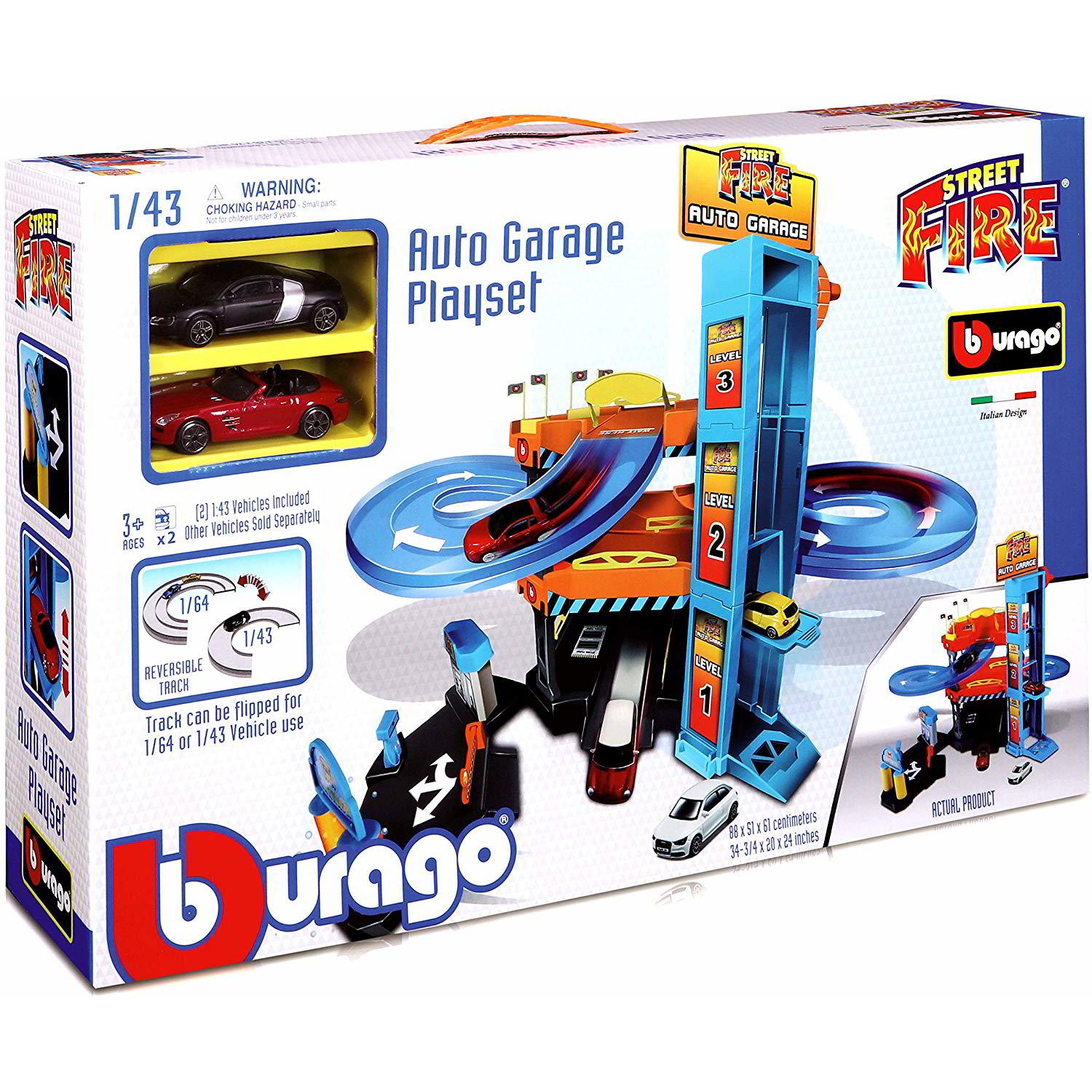 Bburago: Street Fire liftes autógarázs 2 darab kisautóval (15630361)