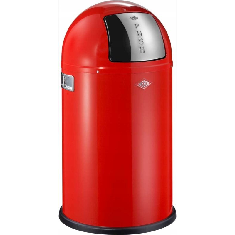WESCO Pushboy 50 literes nyomófedeles fém szemetes - Piros (112797)