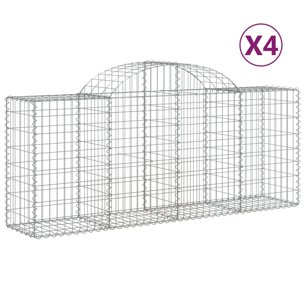 4 db íves horganyzott vas gabion kosár 200x50x80/100 cm (3146301)