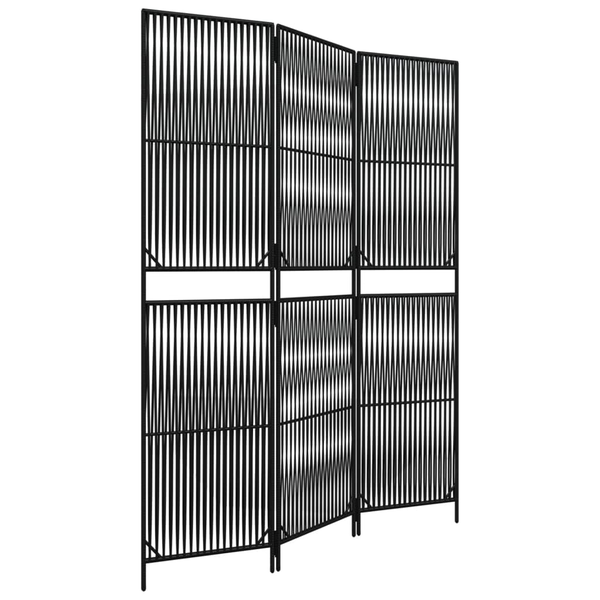 fekete 3-paneles polyrattan térelválasztó